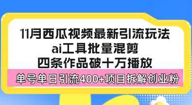 （13245期）西瓜视频最新玩法，全新蓝海赛道，简单好上手，单号单日轻松引流400+创…-大可网创