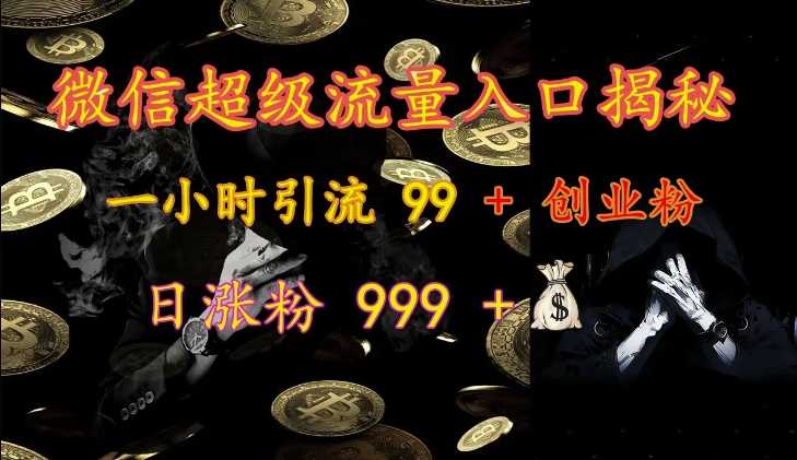 微信超级流量入口揭秘：一小时引流 99 + 创业粉，日涨粉 999 +-大可网创