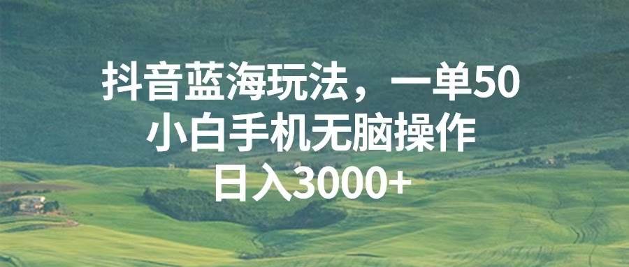 （13353期）抖音蓝海玩法，一单50，小白手机无脑操作，日入3000+-大可网创