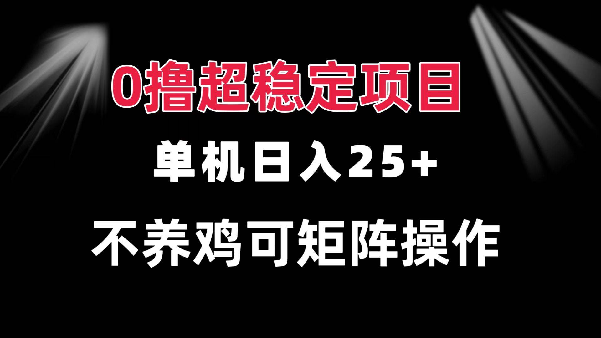 （13355期）0撸项目 单机日入25+ 可批量操作 无需养鸡 长期稳定 做了就有-大可网创