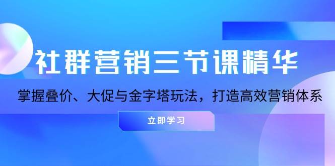 （13431期）社群营销三节课精华：掌握叠价、大促与金字塔玩法，打造高效营销体系-大可网创