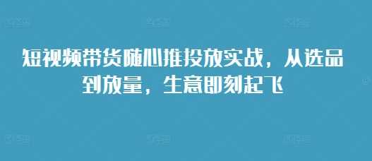 短视频带货随心推投放实战，从选品到放量，生意即刻起飞-大可网创