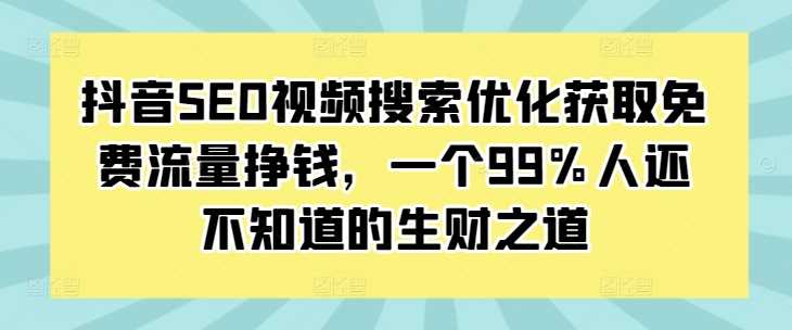 抖音SEO视频搜索优化获取免费流量挣钱，一个99%人还不知道的生财之道-大可网创