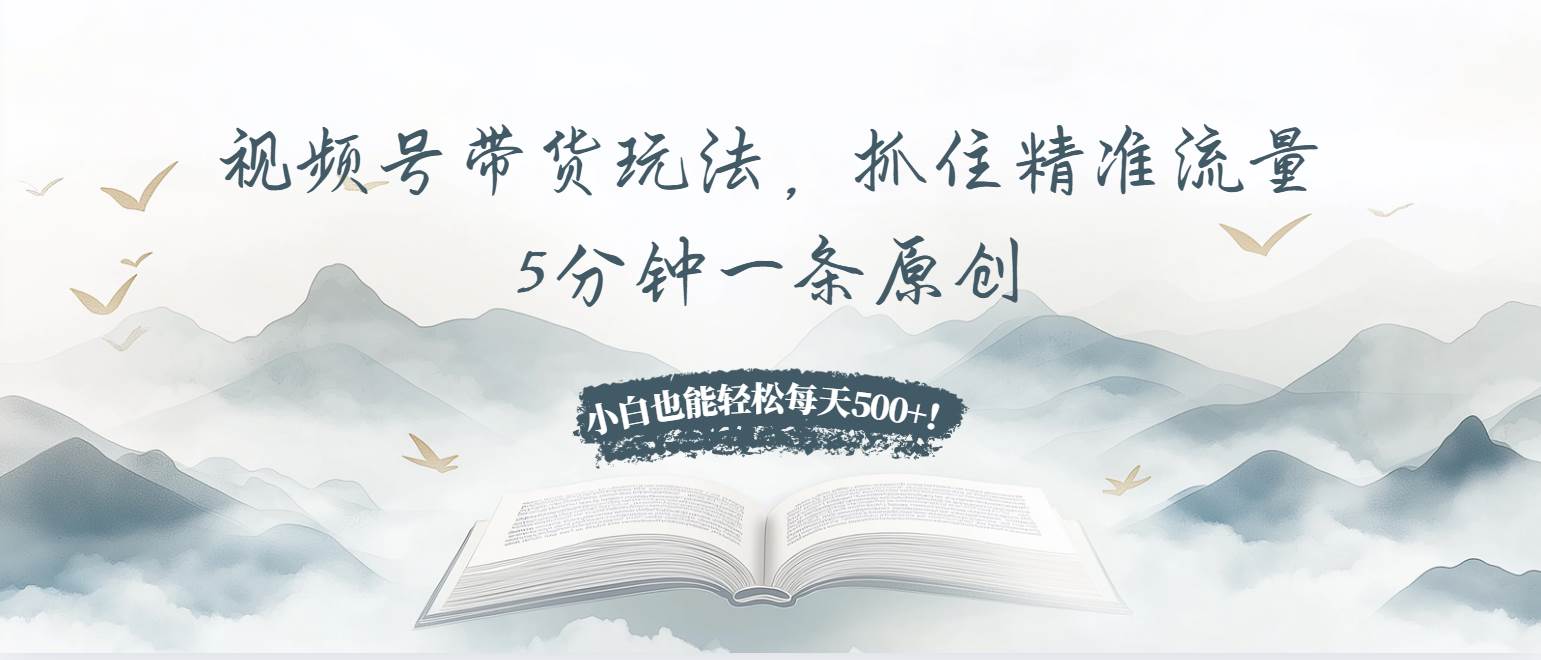 （13492期）视频号带货玩法，抓住精准流量，5分钟一条原创，小白也能轻松每天500+！-大可网创