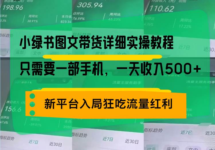 （13509期）小绿书图文带货详细实操教程，只需要一部手机，一天收入500+，轻松变现-大可网创