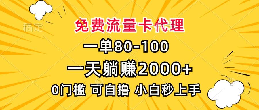 （13551期）一单80，免费流量卡代理，一天躺赚2000+，0门槛，小白也能轻松上手-大可网创