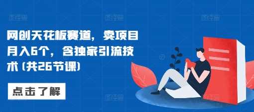 网创天花板赛道，卖项目月入6个，含独家引流技术(共26节课)-大可网创