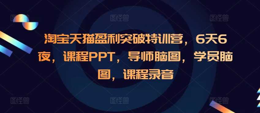 淘宝天猫盈利突破特训营，6天6夜，课程PPT，导师脑图，学员脑图，课程录音-大可网创