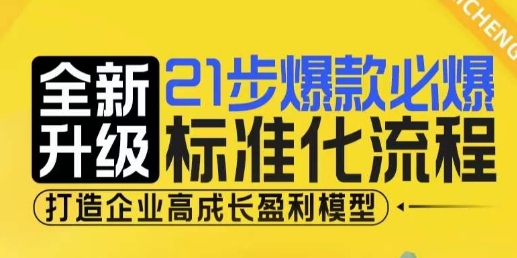 21步爆款必爆标准化流程，全新升级，打造企业高成长盈利模型-大可网创