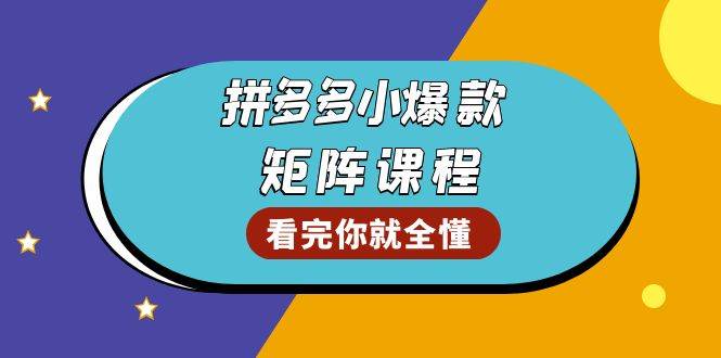 （13699期）拼多多爆款矩阵课程：教你测出店铺爆款，优化销量，提升GMV，打造爆款群-大可网创