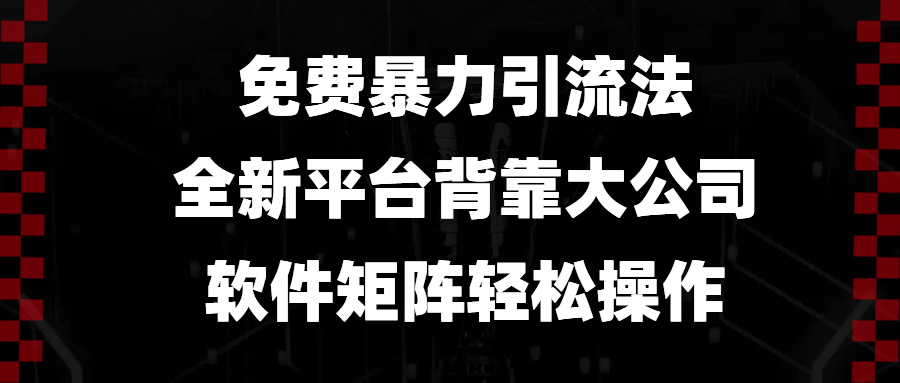 （13745期）免费暴力引流法，全新平台，背靠大公司，软件矩阵轻松操作-大可网创