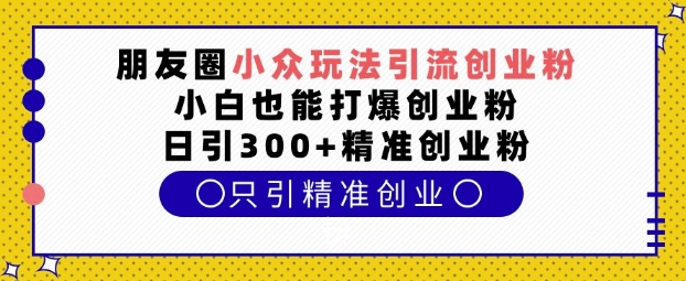 朋友圈小众玩法引流创业粉，小白也能打爆创业粉，日引300+精准创业粉【揭秘】-大可网创