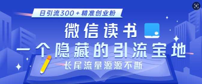 微信读书，一个隐藏的引流宝地，不为人知的小众打法，日引流300+精准创业粉，长尾流量源源不断-大可网创
