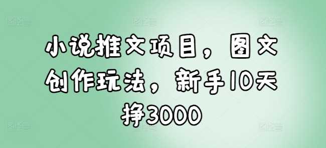 小说推文项目，图文创作玩法，新手10天挣3000-大可网创
