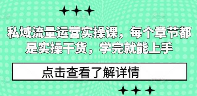 私域流量运营实操课，每个章节都是实操干货，学完就能上手-大可网创