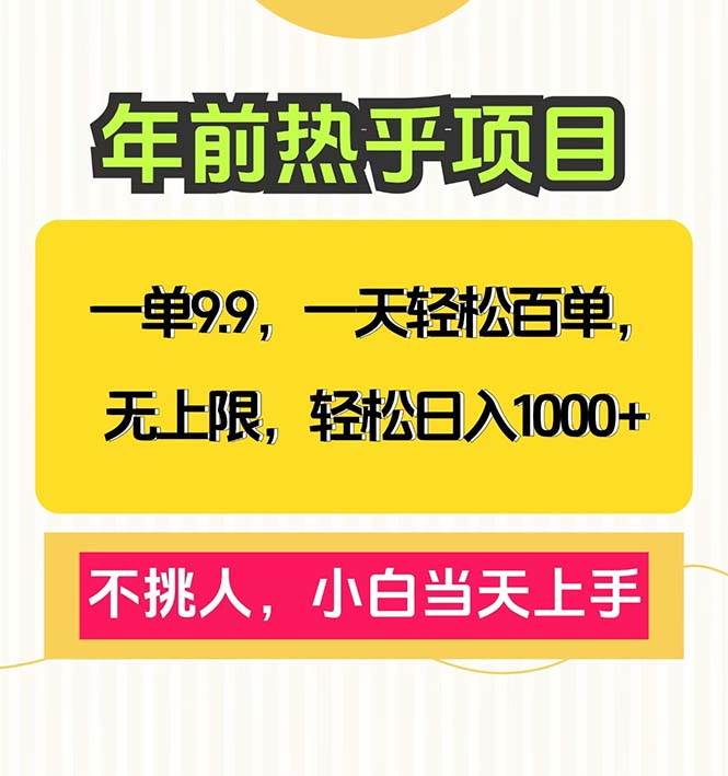 （13795期）一单9.9，一天百单无上限，不挑人，小白当天上手，轻松日入1000+-大可网创