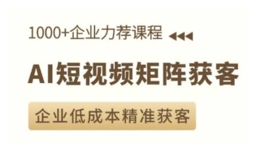 AI短视频矩阵获客实操课，企业低成本精准获客-大可网创