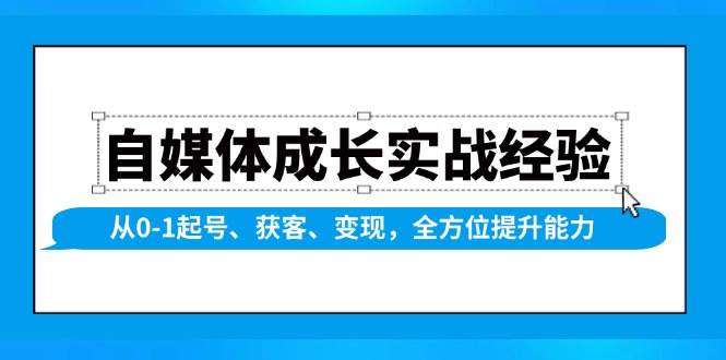 （13963期）自媒体成长实战经验，从0-1起号、获客、变现，全方位提升能力-大可网创