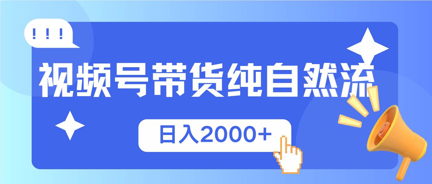 （13998期）视频号带货，纯自然流，起号简单，爆率高轻松日入2000+-大可网创