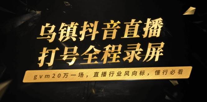 （14014期）乌镇抖音直播打号全程录屏，gvm20万一场，直播行业风向标，懂行必看-大可网创
