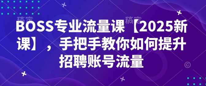BOSS专业流量课【2025新课】，手把手教你如何提升招聘账号流量-大可网创