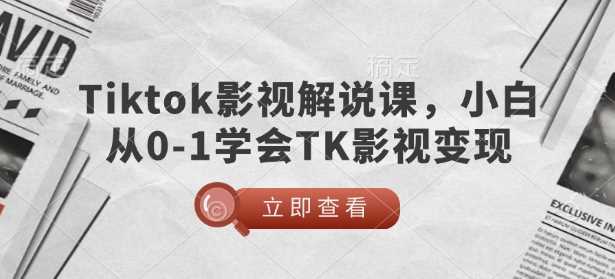 TikTok影视解说课，小白从0-1学会TK影视变现-大可网创