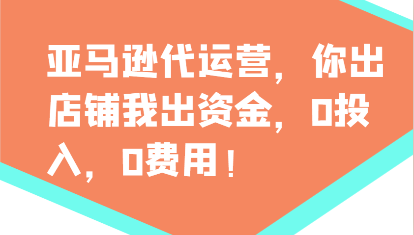 亚马逊代运营，你出店铺我出资金，0投入，0费用，无责任每天300分红，赢亏我承担-大可网创