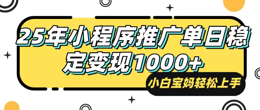 （14298期）25年最新风口，小程序自动推广，，稳定日入1000+，小白轻松上手-大可网创