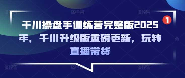 千川操盘手训练营完整版2025年，千川升级版重磅更新，玩转直播带货-大可网创