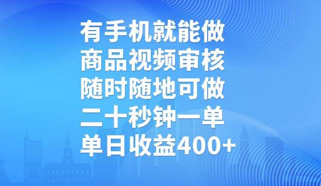 （14446期）有手机就能做，商品视频审核，随时随地可做，二十秒钟一单，单日收益400+-大可网创