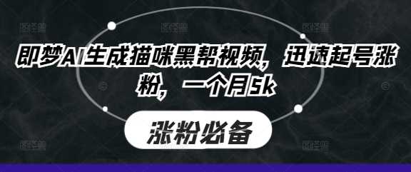 即梦AI生成猫咪黑帮视频，迅速起号涨粉，一个月5k-大可网创