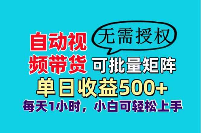 （14229期）自动视频带货，可批量矩阵，单日收益500+、轻松实现睡后收益，小白可…-大可网创