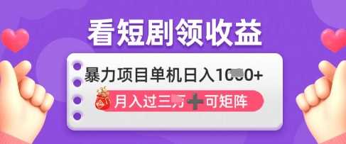 2025年4月最新看短剧领收益，单机日收入1k【揭秘】-大可网创