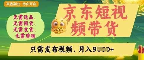 京东短视频带货，开启零门槛躺Z新时代【揭秘】-大可网创