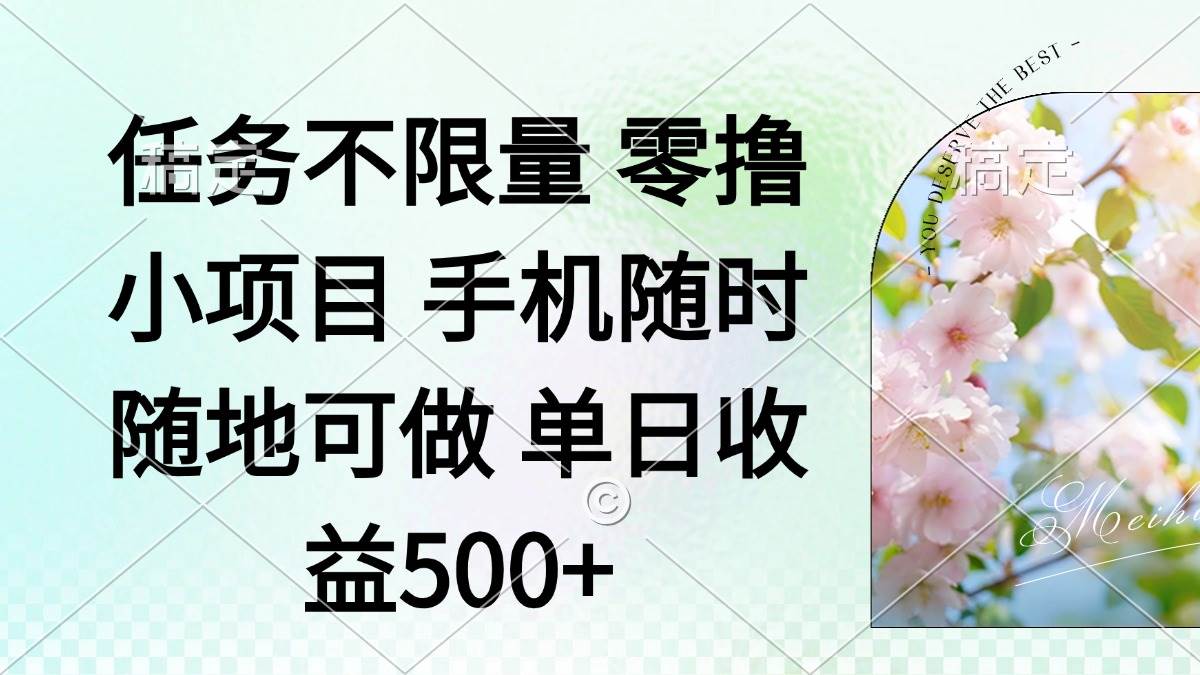 （14391期）零撸小项目 手机随时可做 任务不限量 单日收益500＋-大可网创