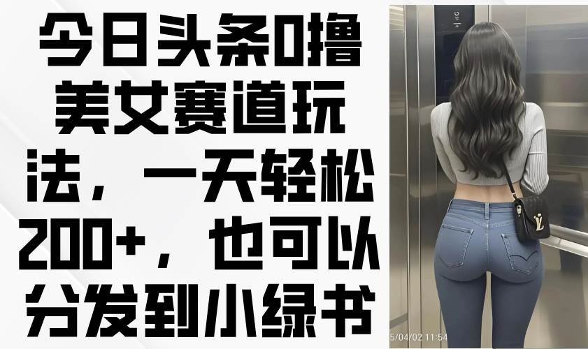 （14393期）今日头条0撸美女赛道玩法，一天轻松200+，也可以分发到小绿书-大可网创