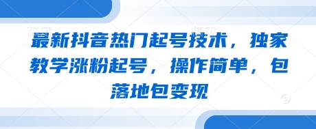 最新抖音热门起号技术，独家教学涨粉起号，操作简单，包落地包变现-大可网创