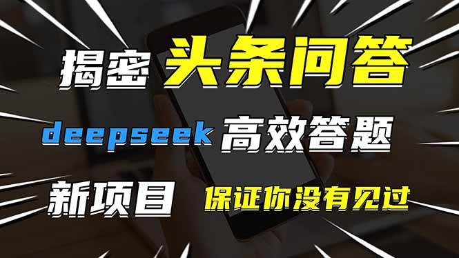 （14480期）头条问答，刚出的新玩法！保证你没见过！用DeepSeek去高效答题，一个账…-大可网创