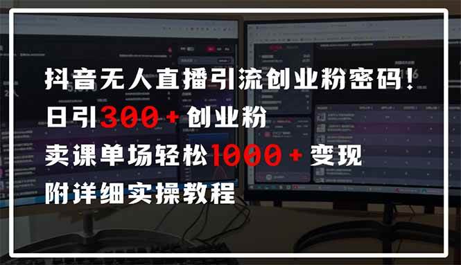 （14564期）抖音无人直播引流密码！日引300+创业粉 单场轻松1000+变现 附详细实操教程-大可网创