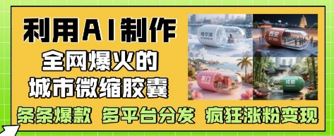 利用AI制作全网爆火的城市微缩胶囊，条条爆款， 多平台分发，疯狂涨粉变现-大可网创