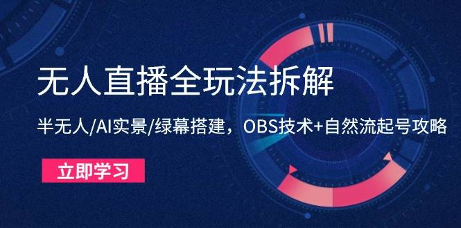 （14684期）无人直播全玩法拆解：半无人/AI实景/绿幕搭建，OBS技术+自然流起号攻略-大可网创