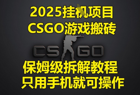 2025挂G项目，CSGO游戏搬砖，保姆级拆解教程，只用手机就可操作【揭秘】-大可网创