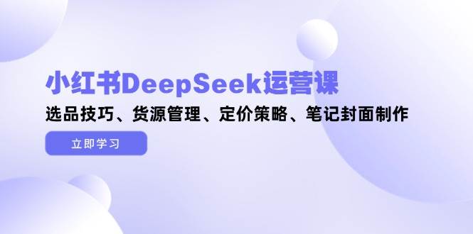 （14748期）小红书DeepSeek运营课，选品技巧、货源管理、定价策略、笔记封面制作-大可网创