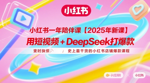 小红书一年陪伴课【2025年新课】，用短视频+deepSeek打爆款，史上最干货的小红书店铺爆款课程-大可网创