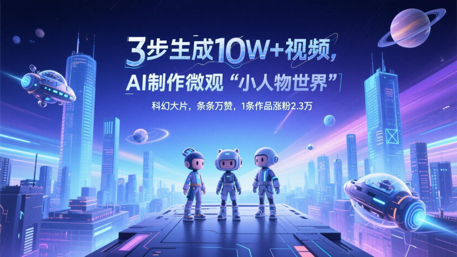 三步生成10W+视频，AI制作微观“小人物世界”科幻大片，条条万赞，1条作品涨粉2.3万-大可网创