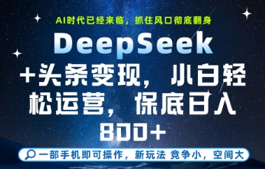 DeepSeek+头条变现，保姆级教学，小白轻松上手，日入8张+【揭秘】-大可网创