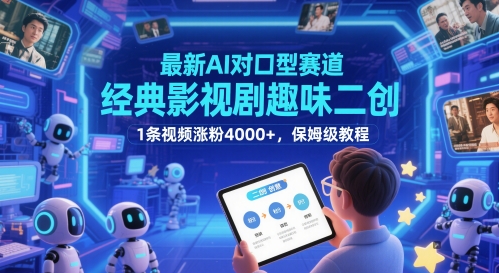 最新AI对口型赛道，经典影视剧趣味二创，1条视频涨粉4000+，保姆级教程-大可网创