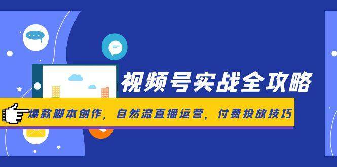 视频号实战全攻略，爆款脚本创作，自然流直播运营，付费投放技巧-大可网创