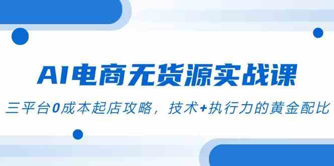 AI电商无货源实战课，三平台0成本起店攻略，技术+执行力的黄金配比-大可网创