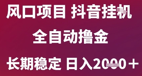 风口项目，六月最新玩法抖音无人挂G，全自动撸金，长期稳定 日入2k+【揭秘】-大可网创